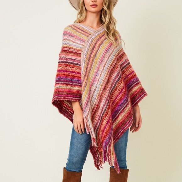 Accessories - Multi Color Knit Poncho